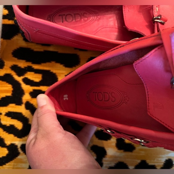 TOD’S Leather Driving Moccasins Loafers Reddish Pink - Picture 6 of 6